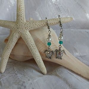 NEW Handmade Silver Turtle Earrings